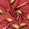 Red-Yellow-Multi Feather And Dot Printed Poly Georgette Woven Fabric By the Yard